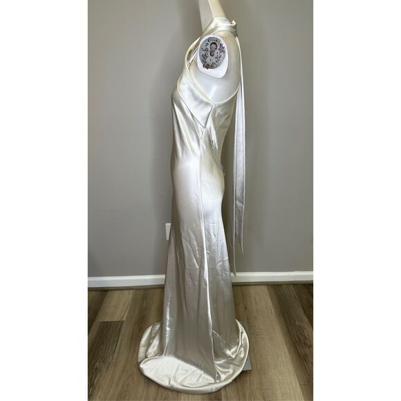 NWT GALVAN LONDON SATIN PANDORA DRESS PLATINUM SIZE US4 $1695 - Picture 10 of 15